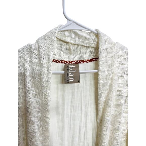 Anthropologie Dolan Contrast Anorak Tie Front Cardigan Cream Boho Beachy Coastal - Picture 3 of 4